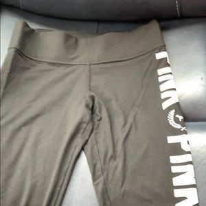 PINK black leggings with white detail lettering